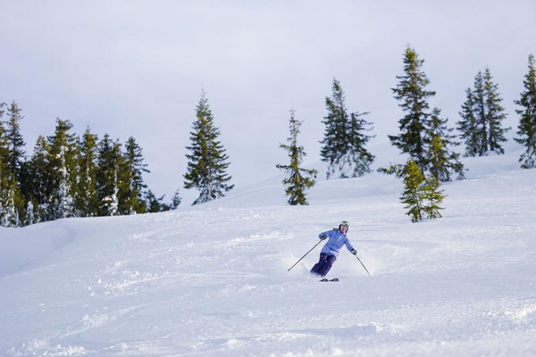 Skifahren im März geht in den Alpen besonders gut. 
